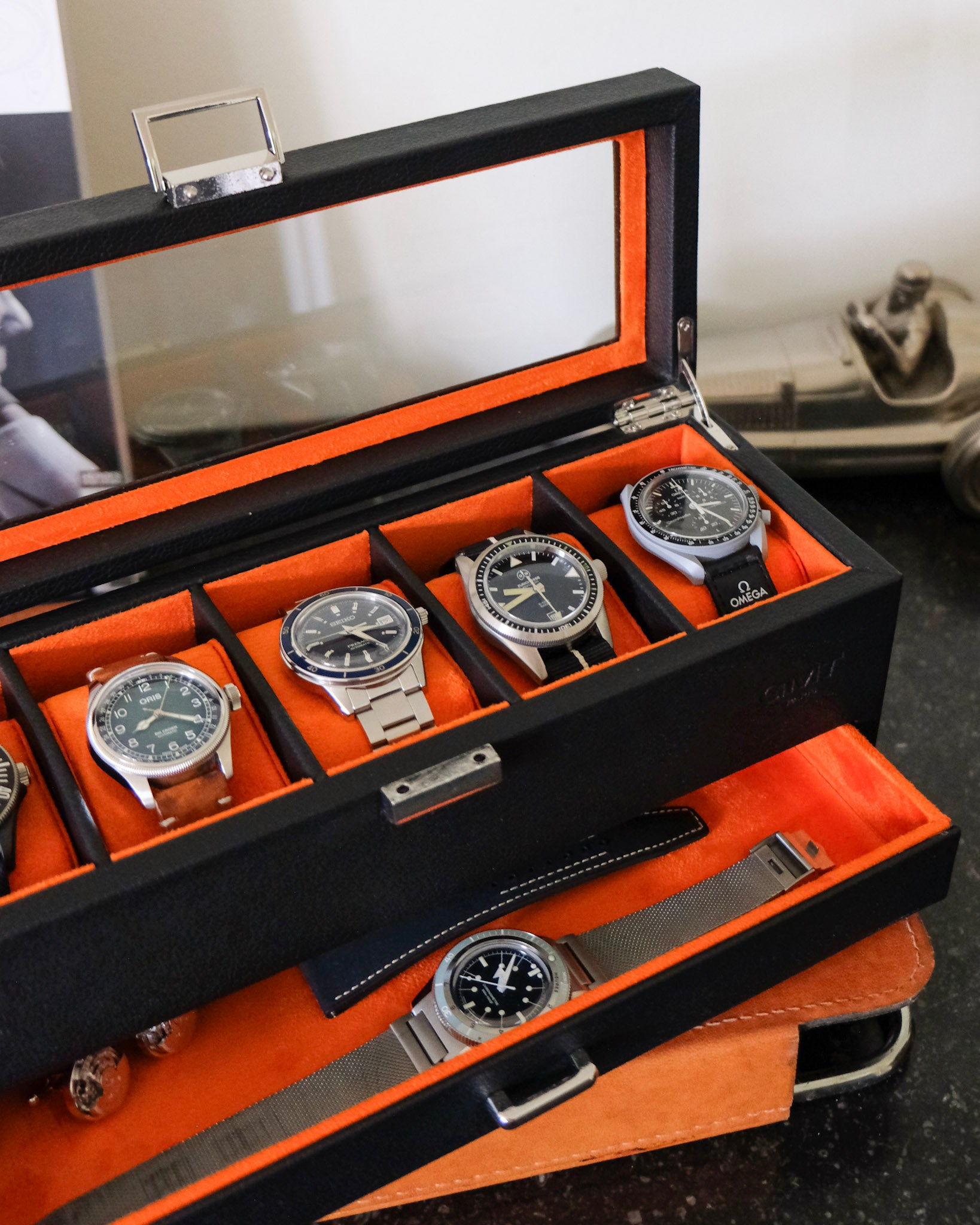 Scatola porta orologi Jean 5 scomparti + cassetto-feature-4