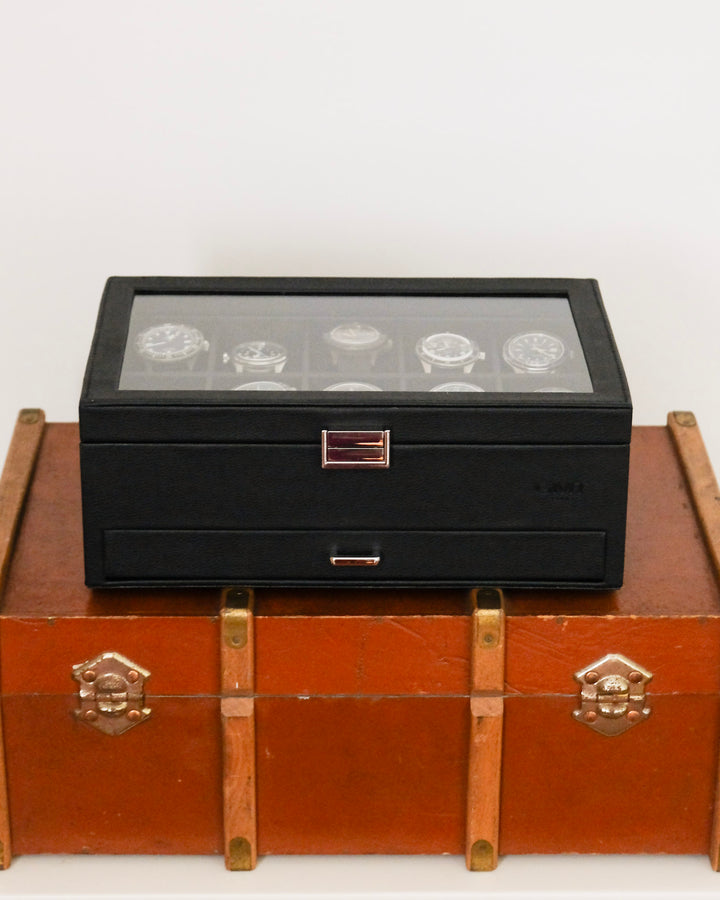 Scatola porta orologi Jean 10 scomparti + cassetto
