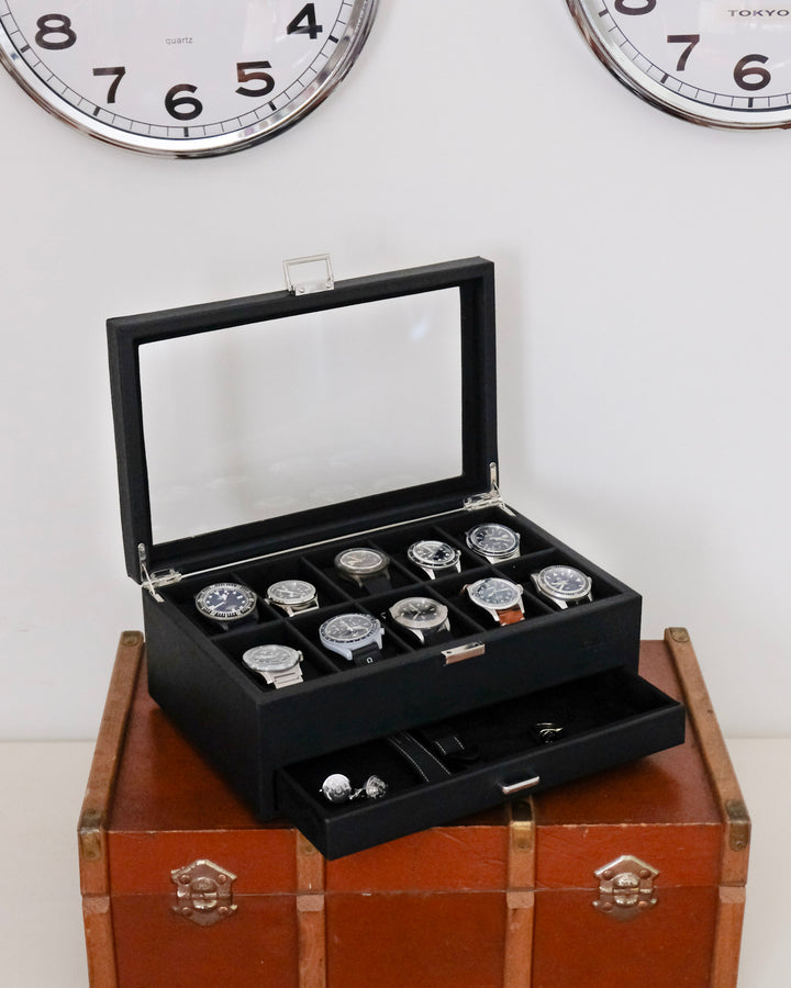 Scatola porta orologi Jean 10 scomparti + cassetto