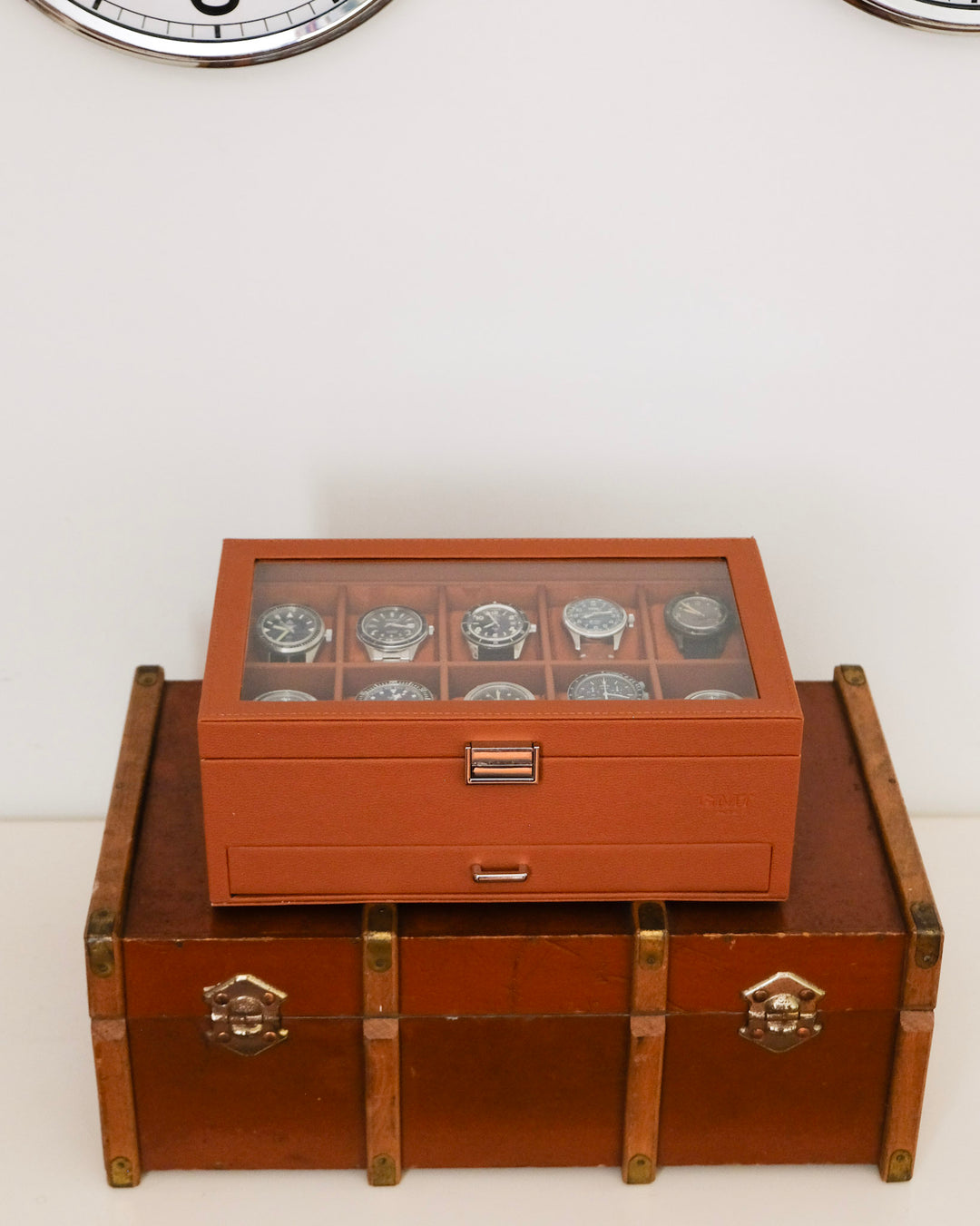 Scatola porta orologi Jean 10 scomparti + cassetto