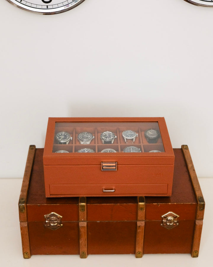 Scatola porta orologi Jean 10 scomparti + cassetto