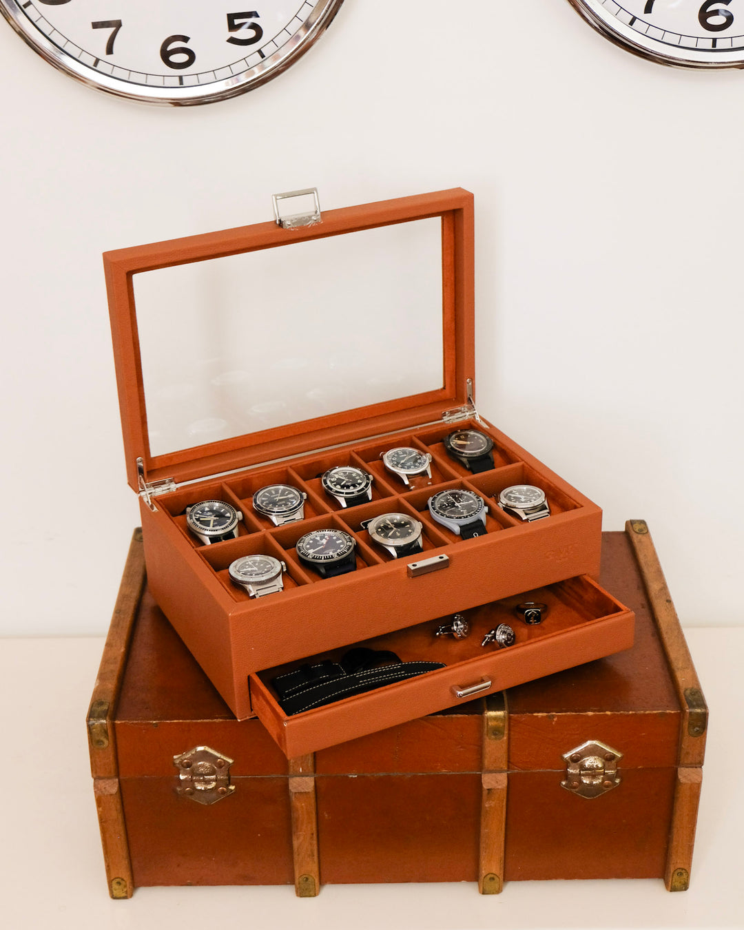 Scatola porta orologi Jean 10 scomparti + cassetto