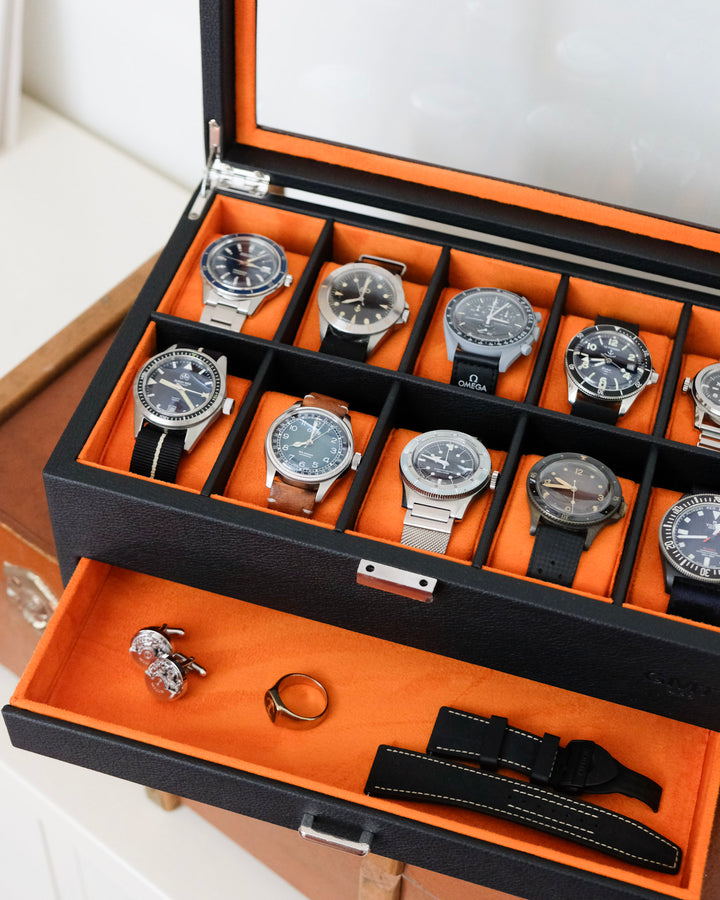 Scatola porta orologi Jean 10 scomparti + cassetto