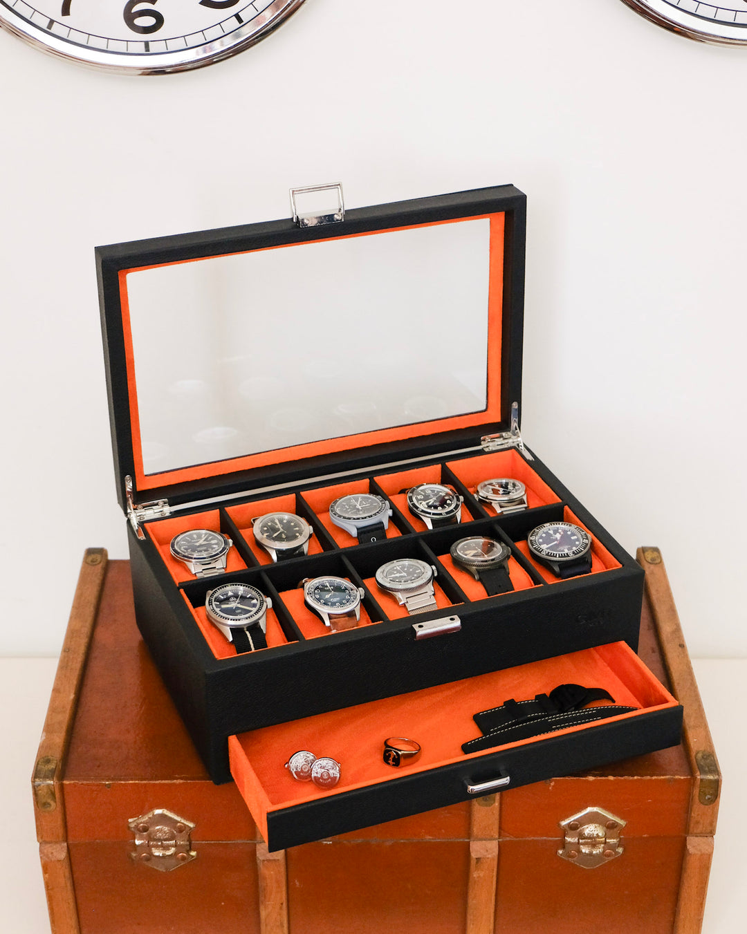 Scatola porta orologi Jean 10 scomparti + cassetto