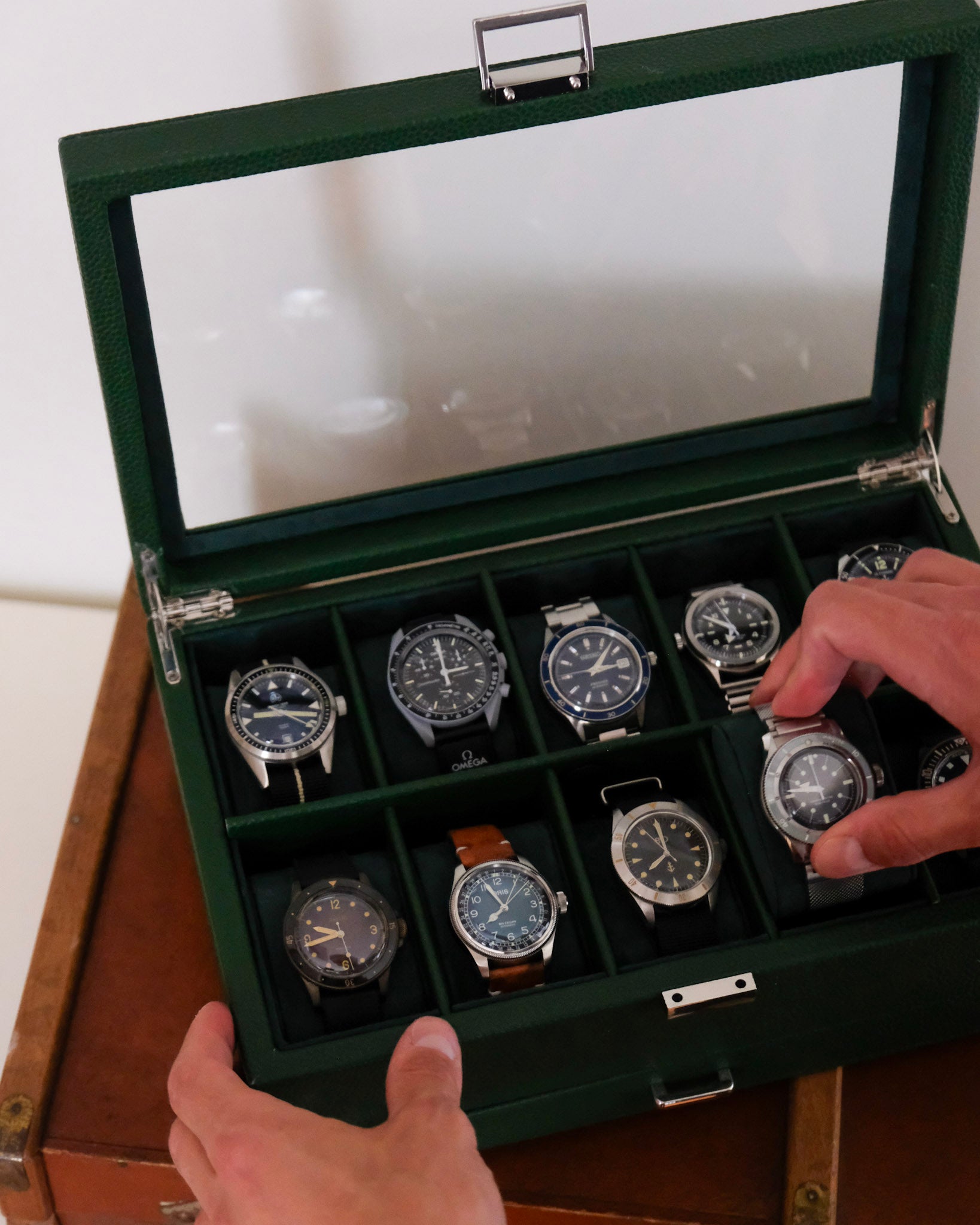Scatola porta orologi Jean 10 scomparti + cassetto-feature-2