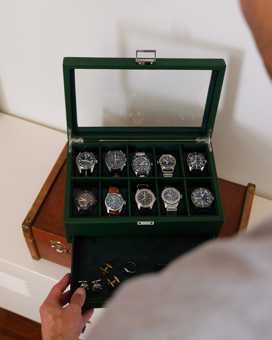 Scatola porta orologi Jean 10 scomparti + cassetto