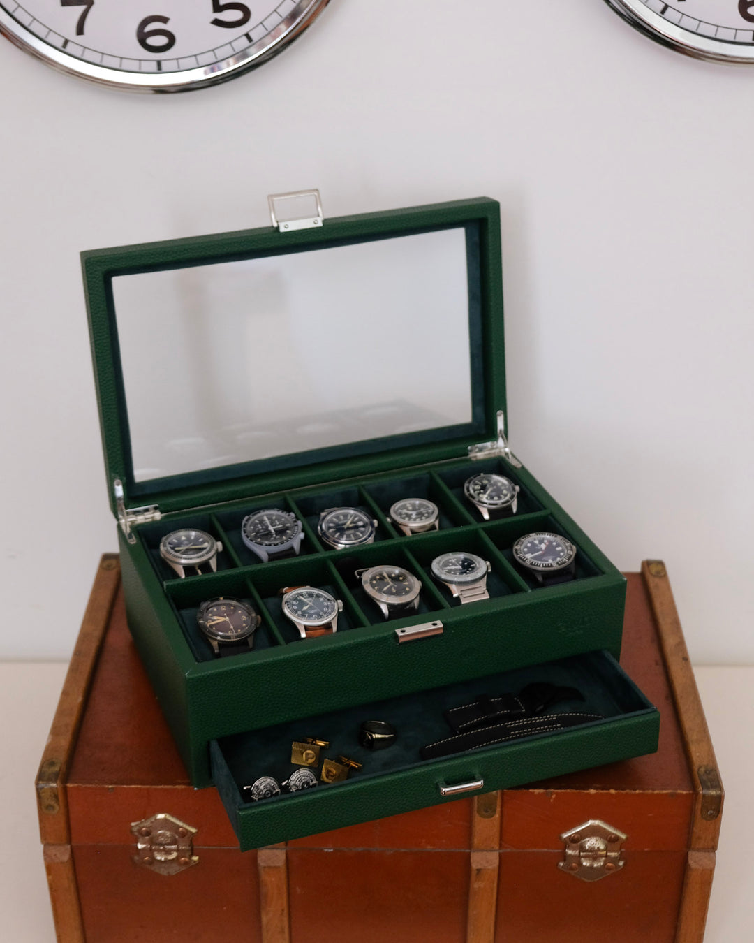 Scatola porta orologi Jean 10 scomparti + cassetto