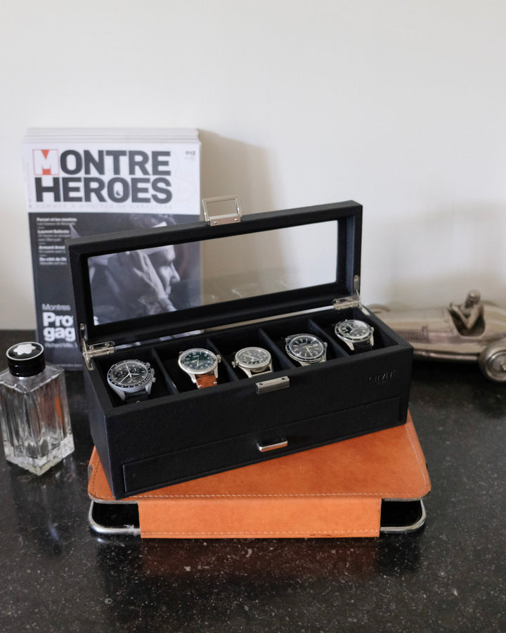 Scatola porta orologi Jean 5 scomparti + cassetto
