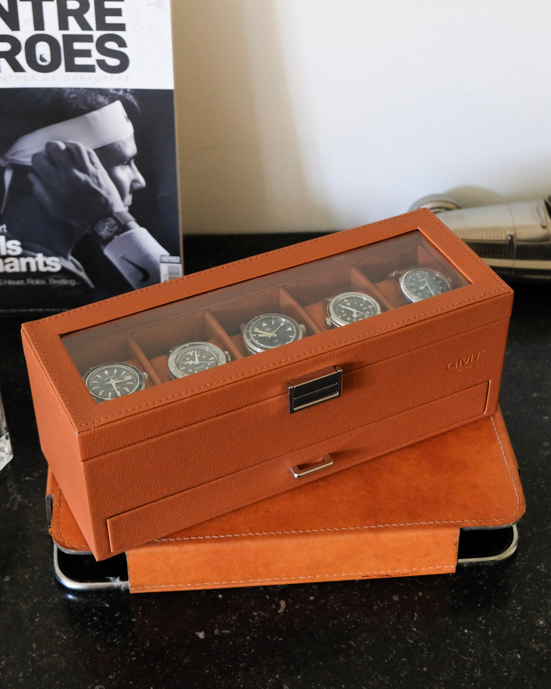Scatola porta orologi Jean 5 scomparti + cassetto