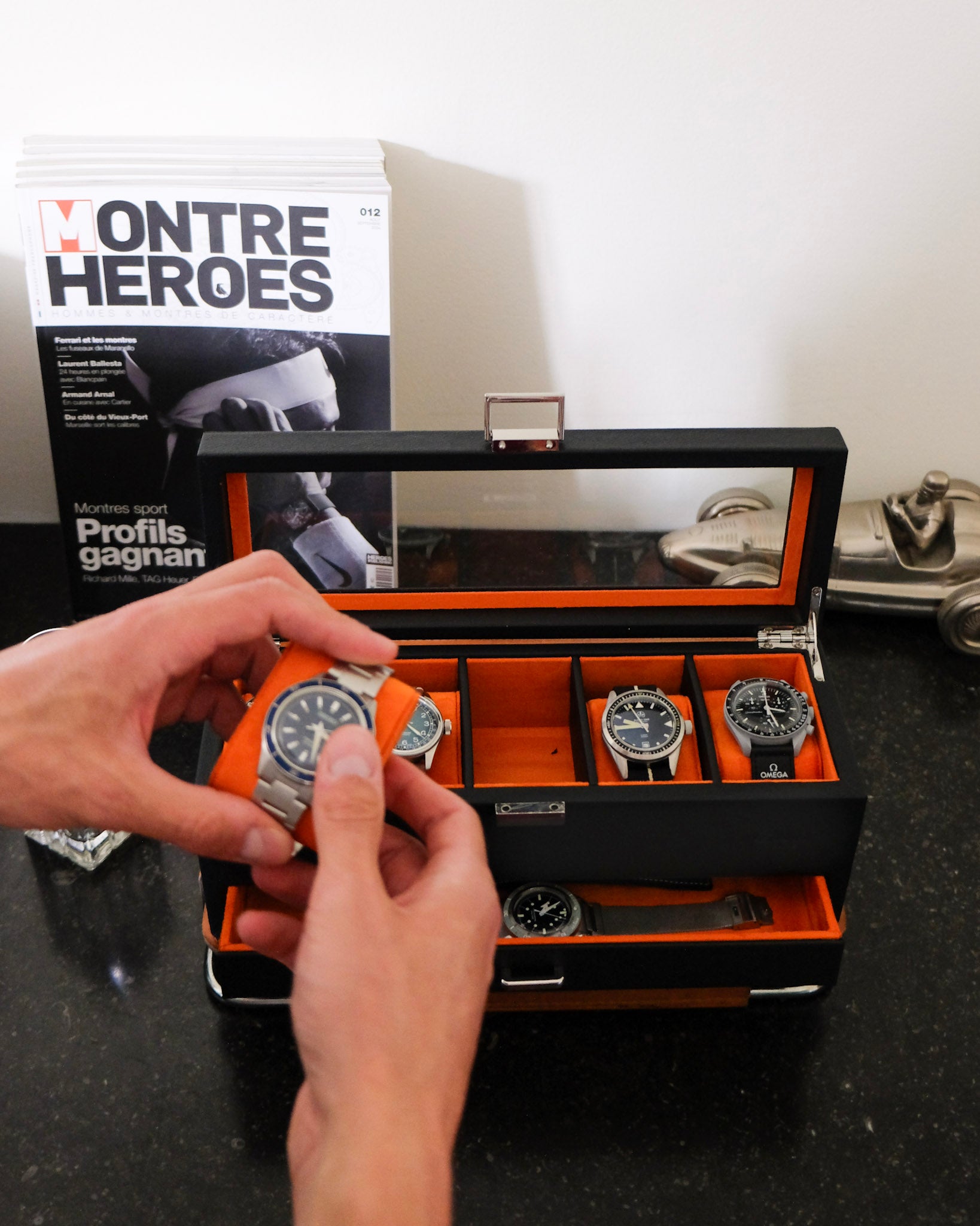 Scatola porta orologi Jean 5 scomparti + cassetto-feature-2
