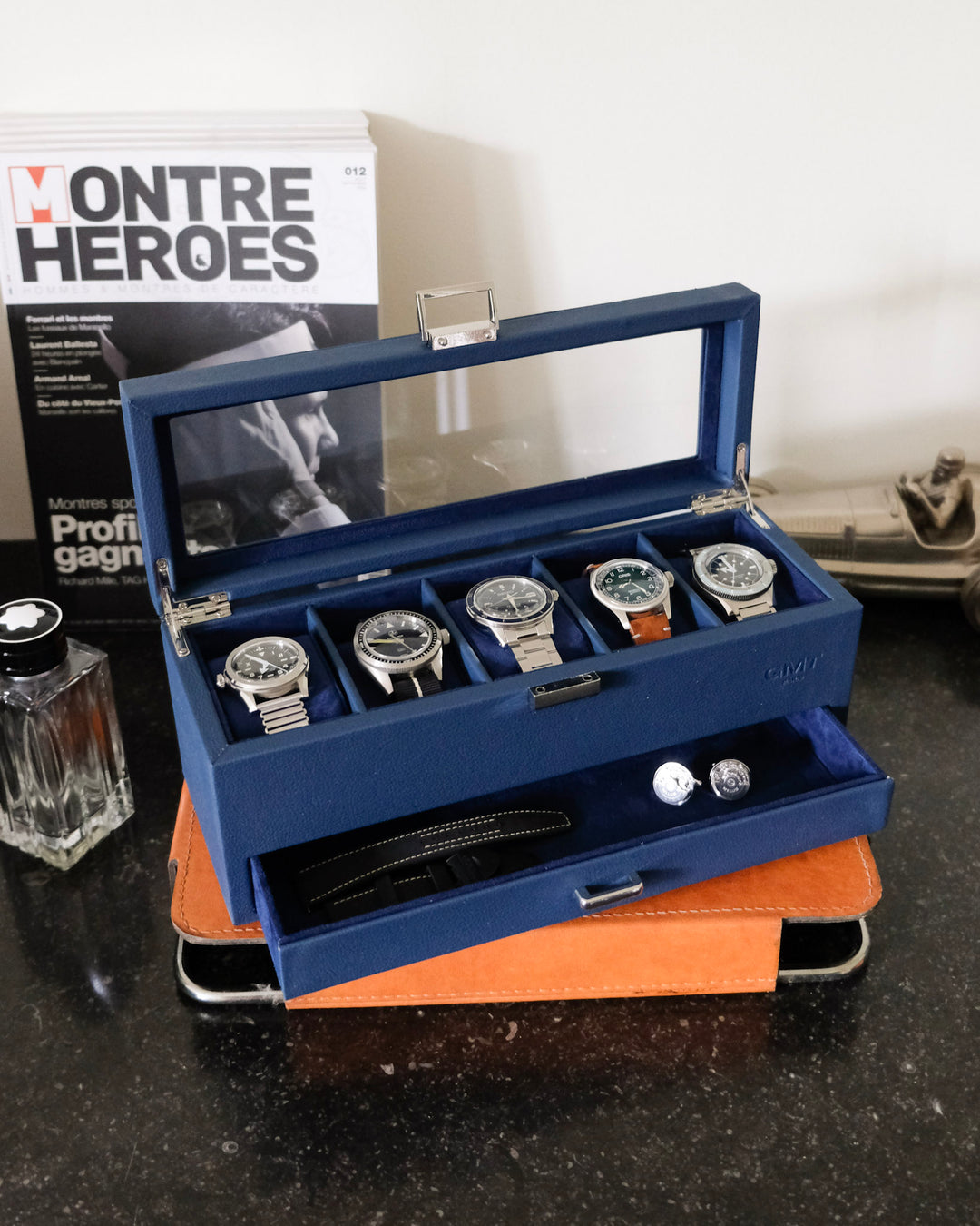 Scatola porta orologi Jean 5 scomparti + cassetto