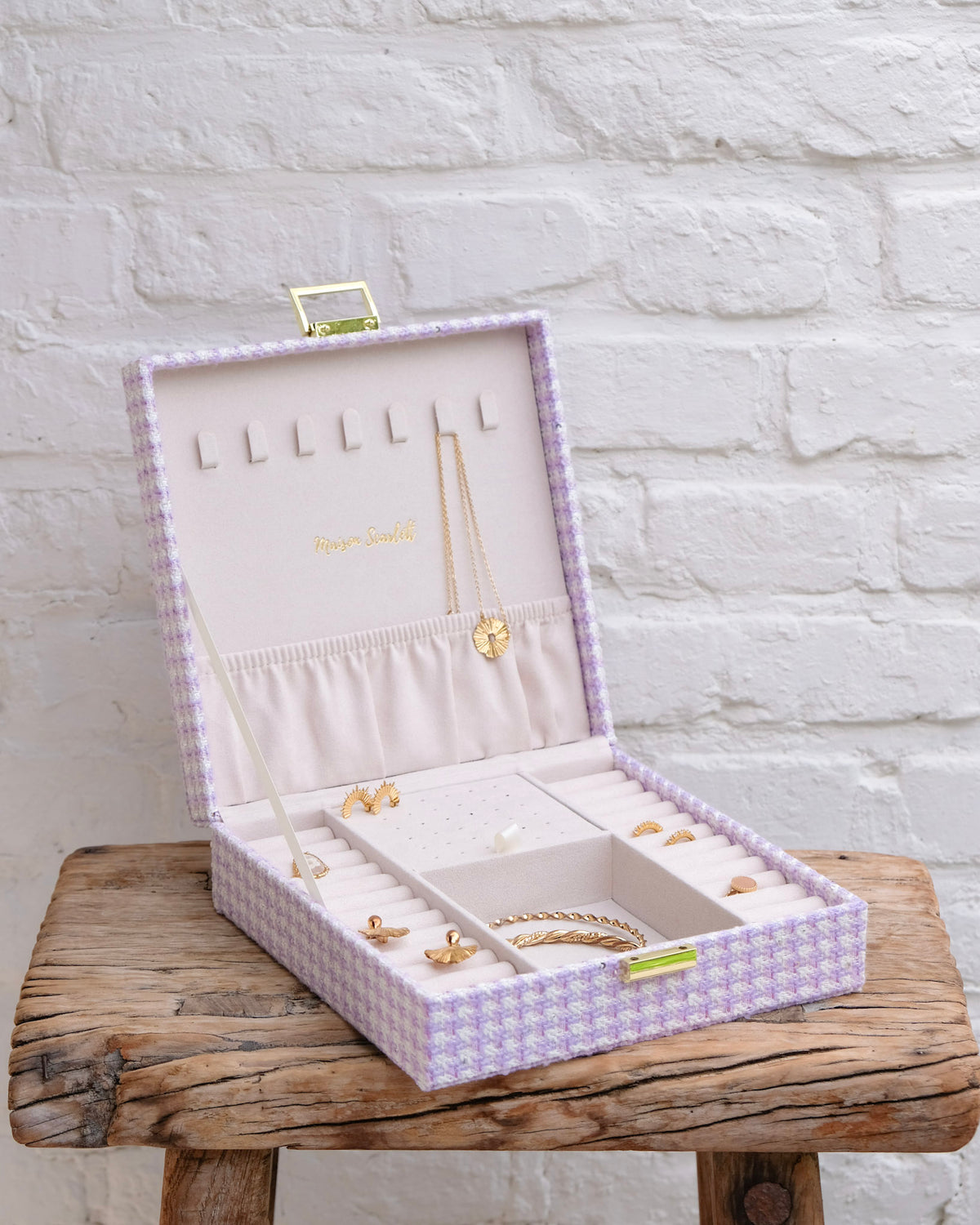 Scatola portagioie Anne in pied-de-poule - outlet
