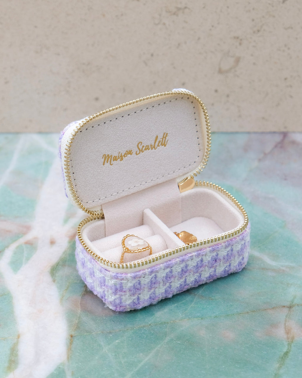 Mini portagioie da viaggio Marie in pied-de-poule - outlet