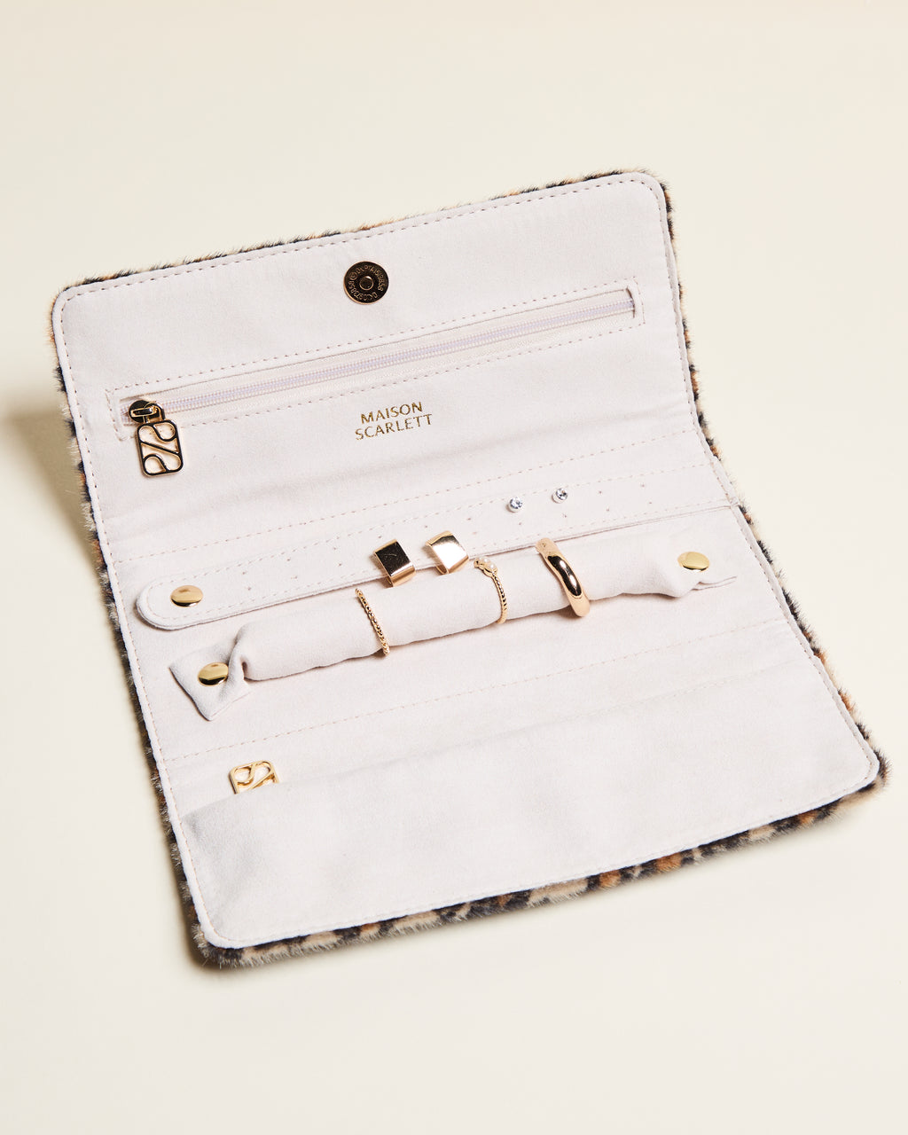 Pochette portagioie Catherine in velluto leopardato