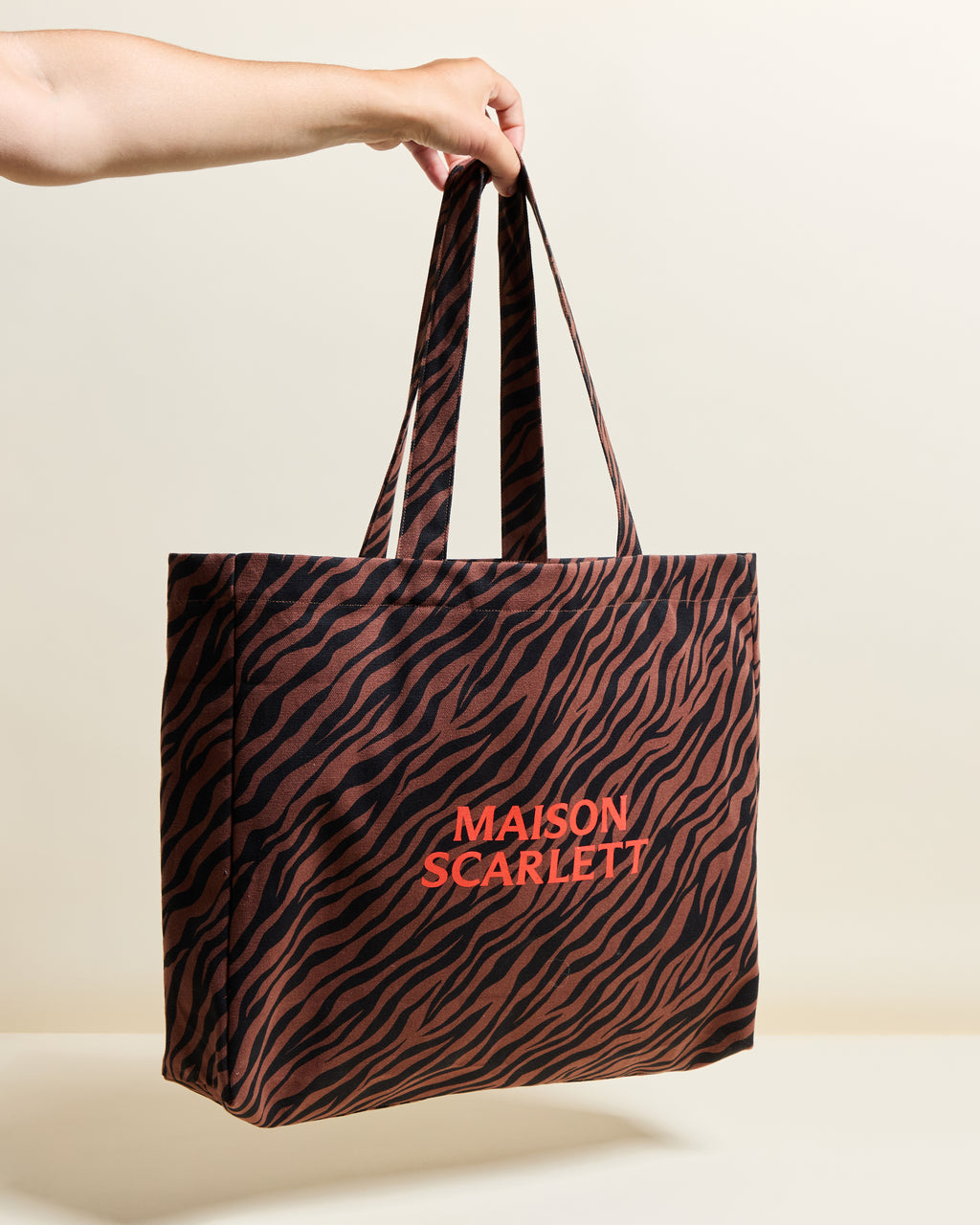 Borsa tote zebrata color cioccolato