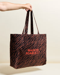 Borsa tote zebrata color cioccolato