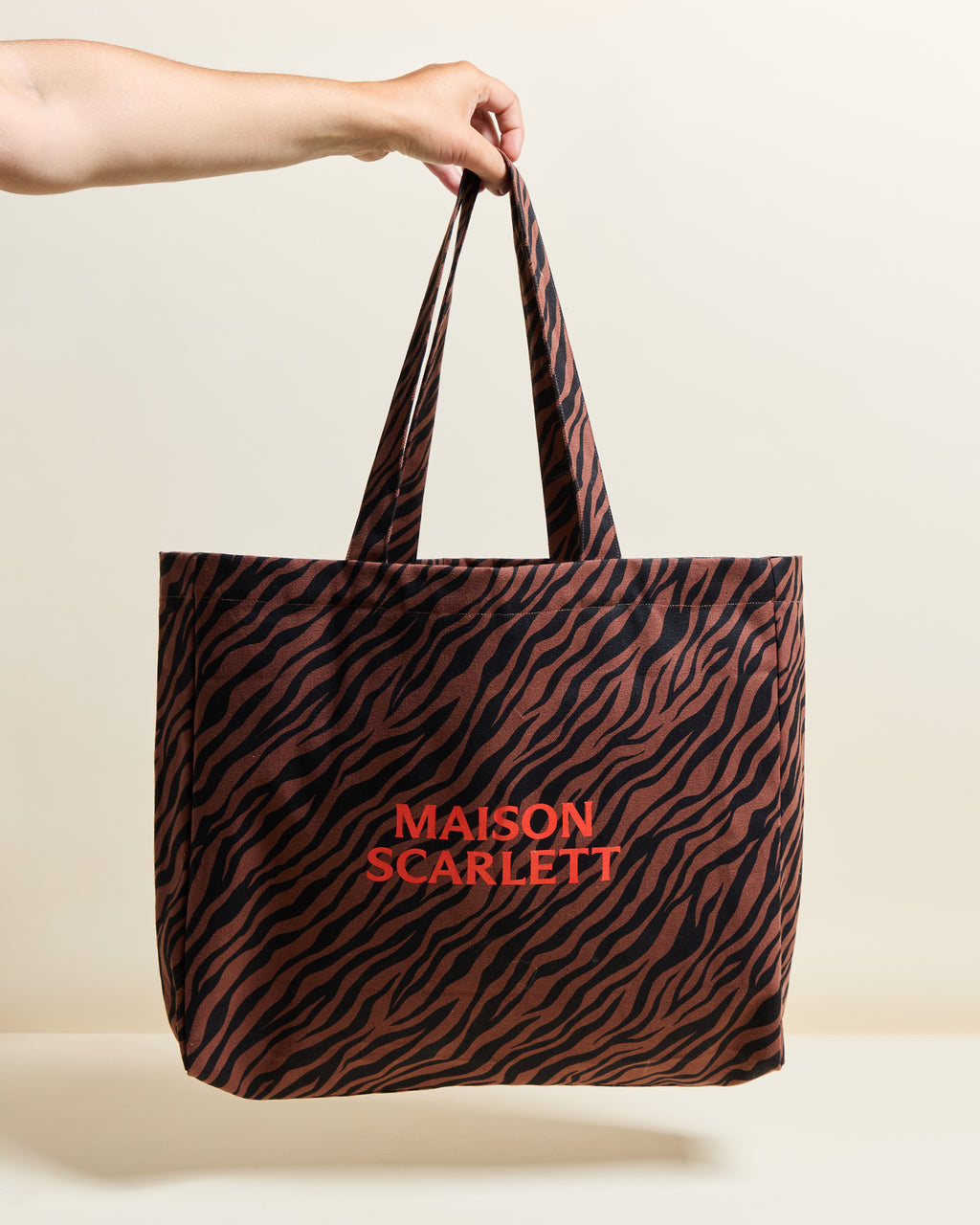 Borsa tote zebrata color cioccolato
