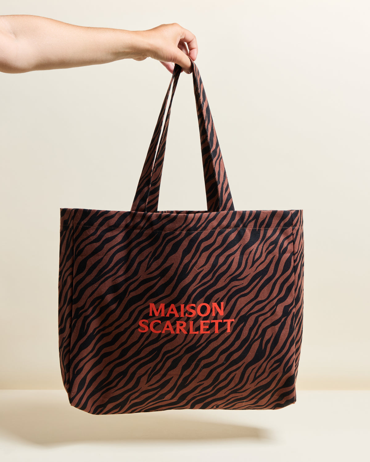 Borsa tote zebrata color cioccolato